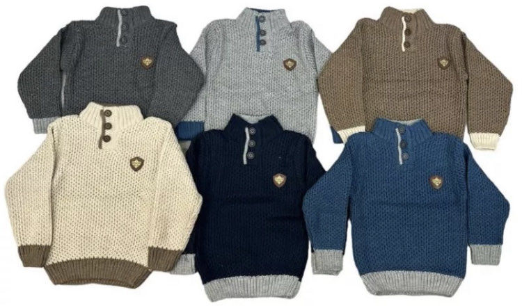 Picture of HB3 BOYS WOOL SWEATER WITH 3 BUTTONS ON COLLAR